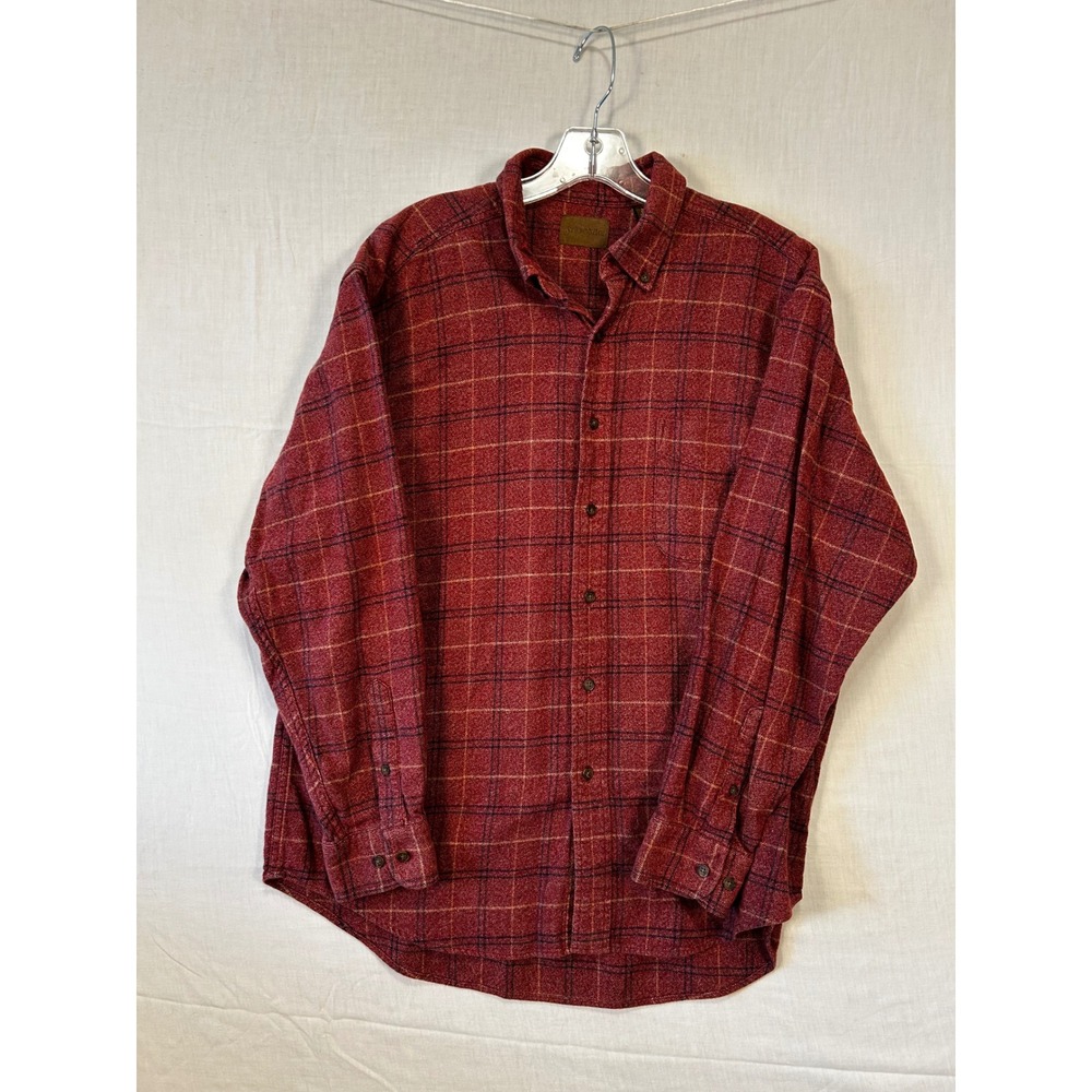 St Johns Bay Mens Red Plaid Long Sleeve Cotton Button Down Shirt 70067-8 L